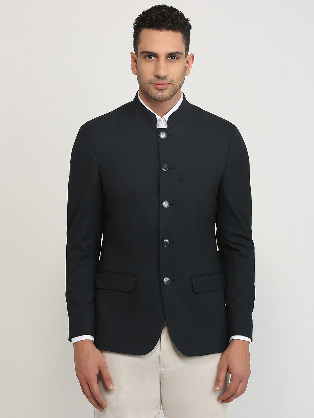 Raymond Men Blue Regular Fit Solid Blazer