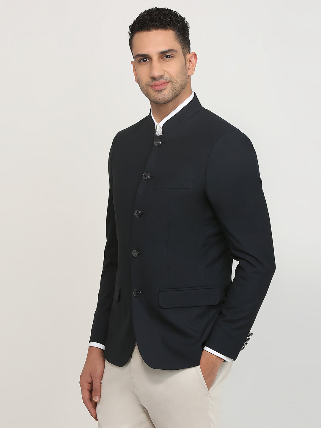 Raymond Men Blue Regular Fit Solid Blazer