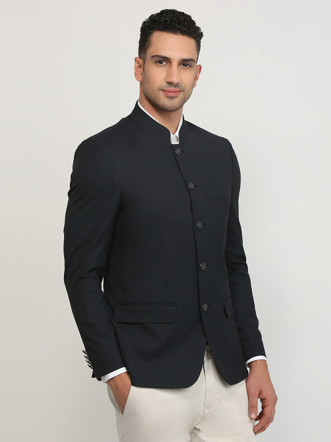 Raymond Men Blue Regular Fit Solid Blazer