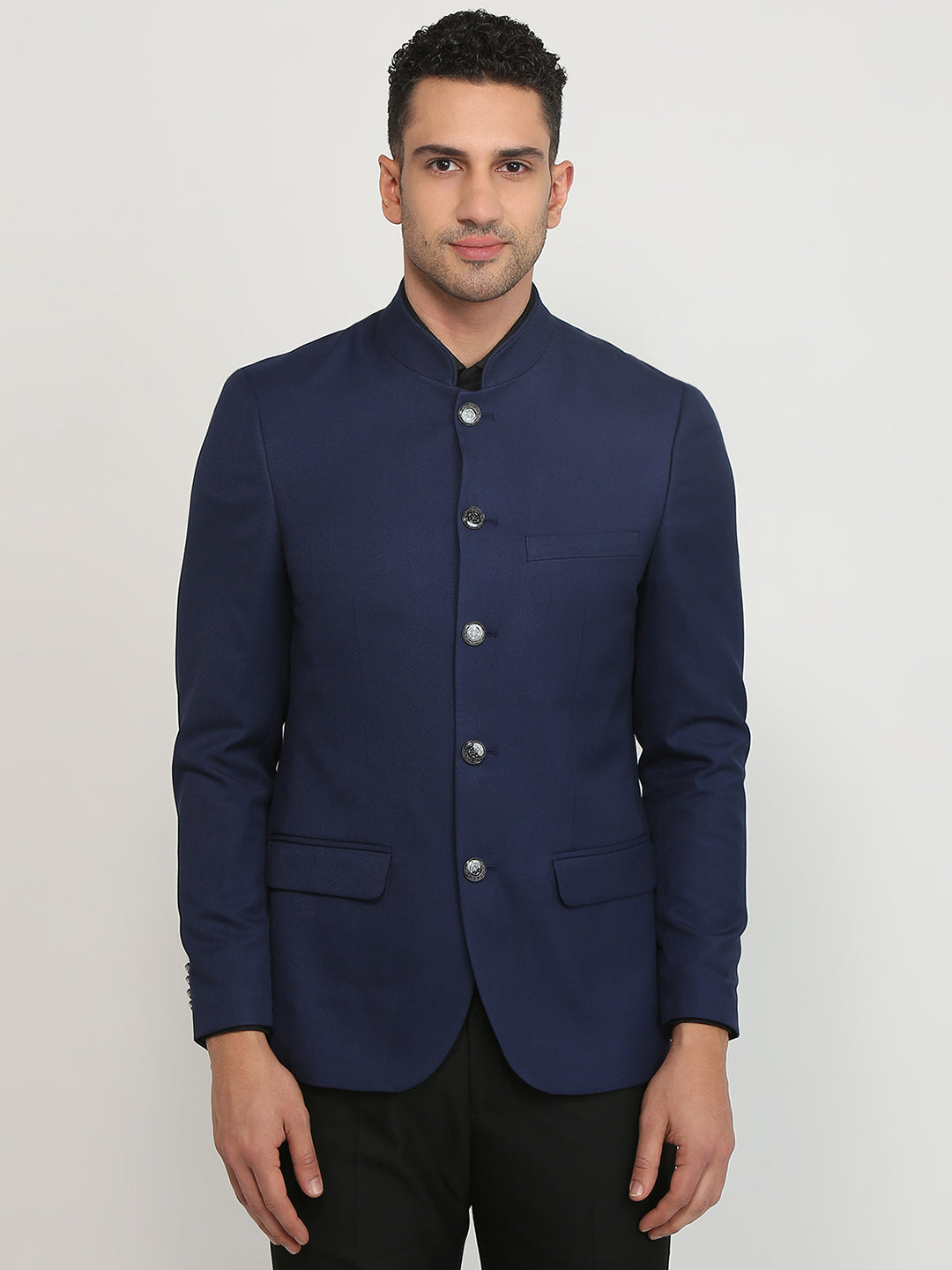 Raymond Men Blue Regular Fit Solid Blazer