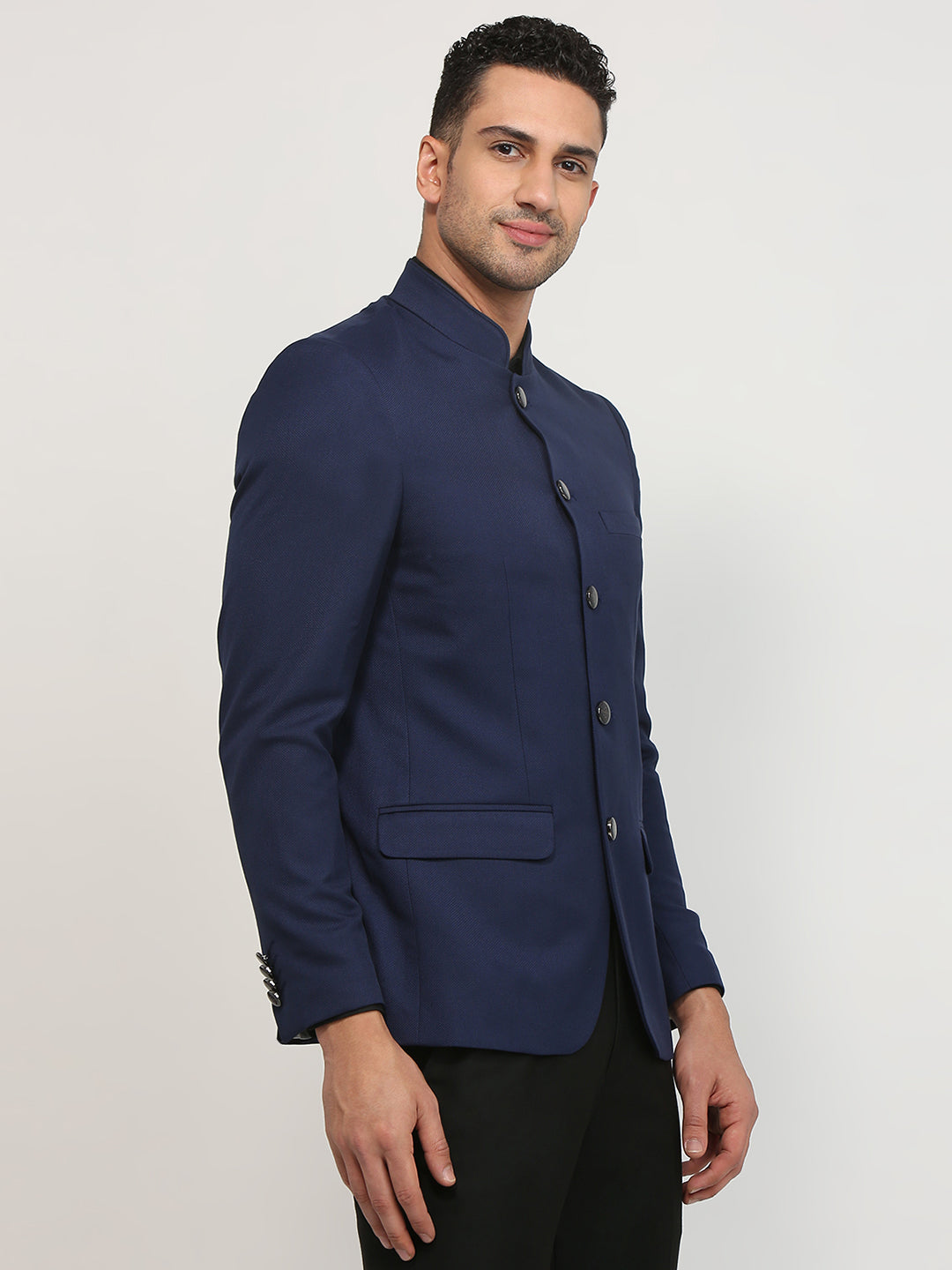 Raymond Men Blue Regular Fit Solid Blazer
