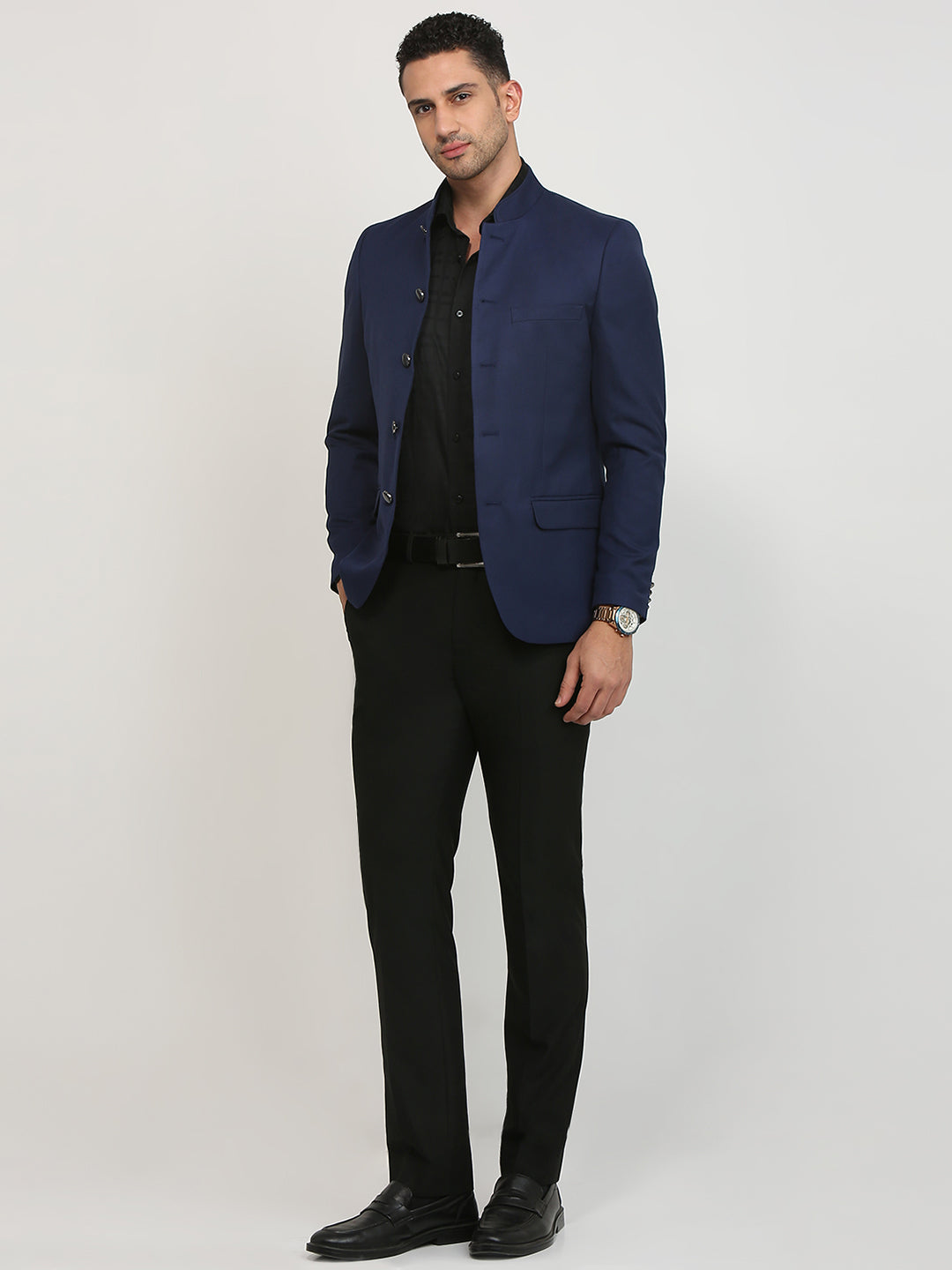 Raymond Men Blue Regular Fit Solid Blazer