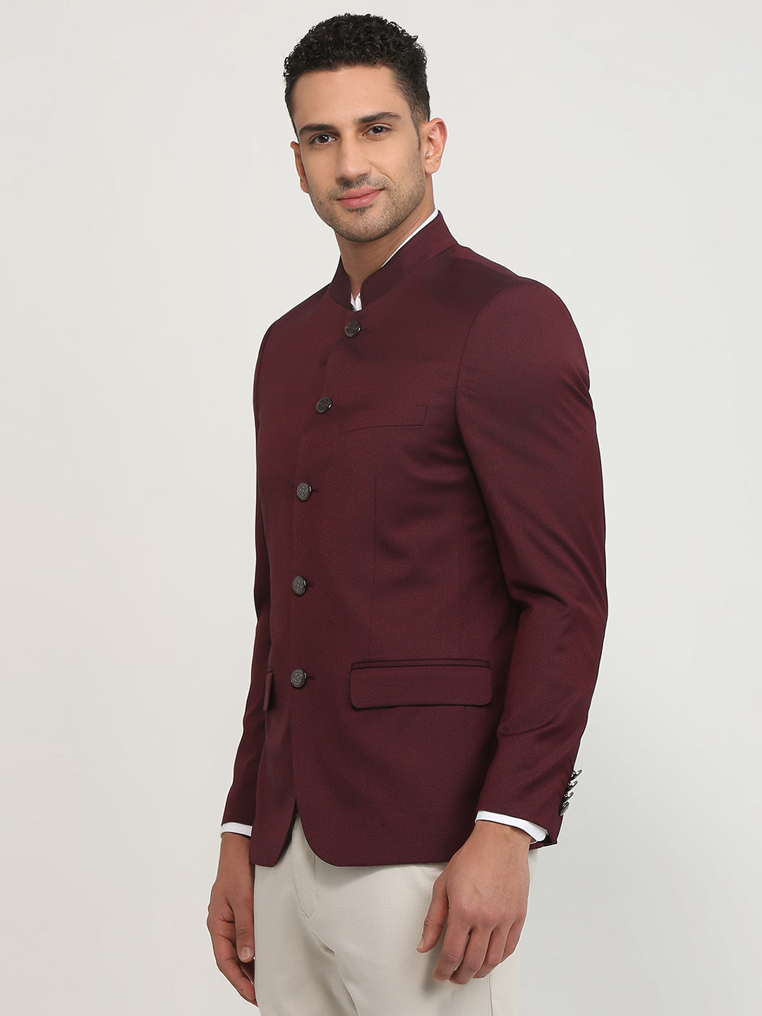 Raymond Men Maroon Regular Fit Solid Blazer