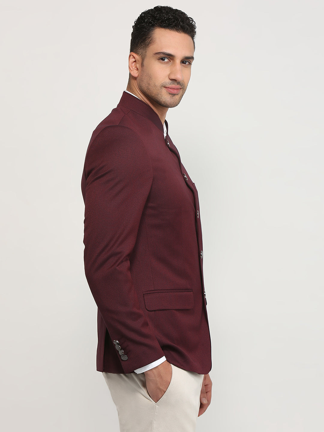 Raymond Men Maroon Regular Fit Solid Blazer