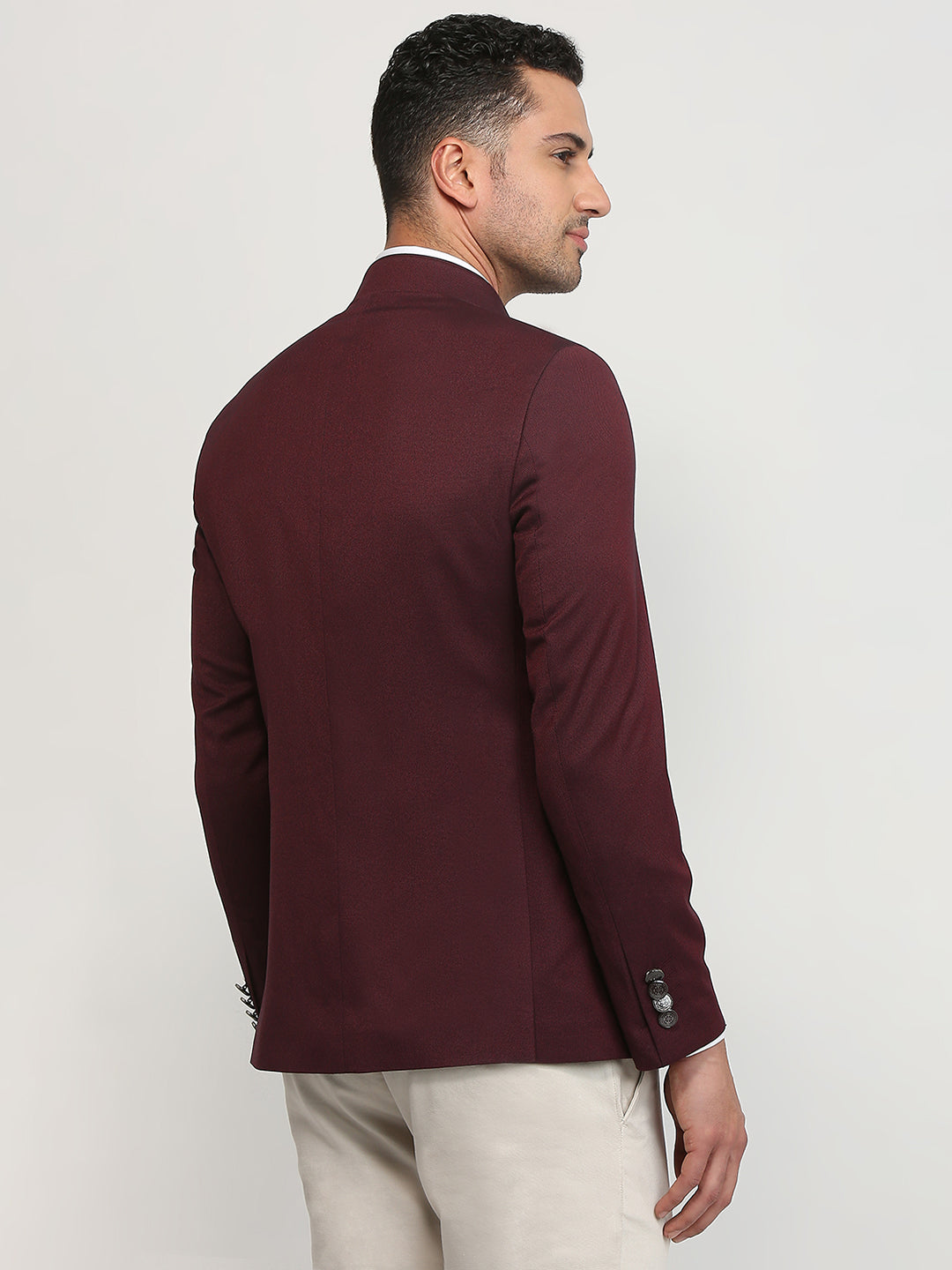 Raymond Men Maroon Regular Fit Solid Blazer