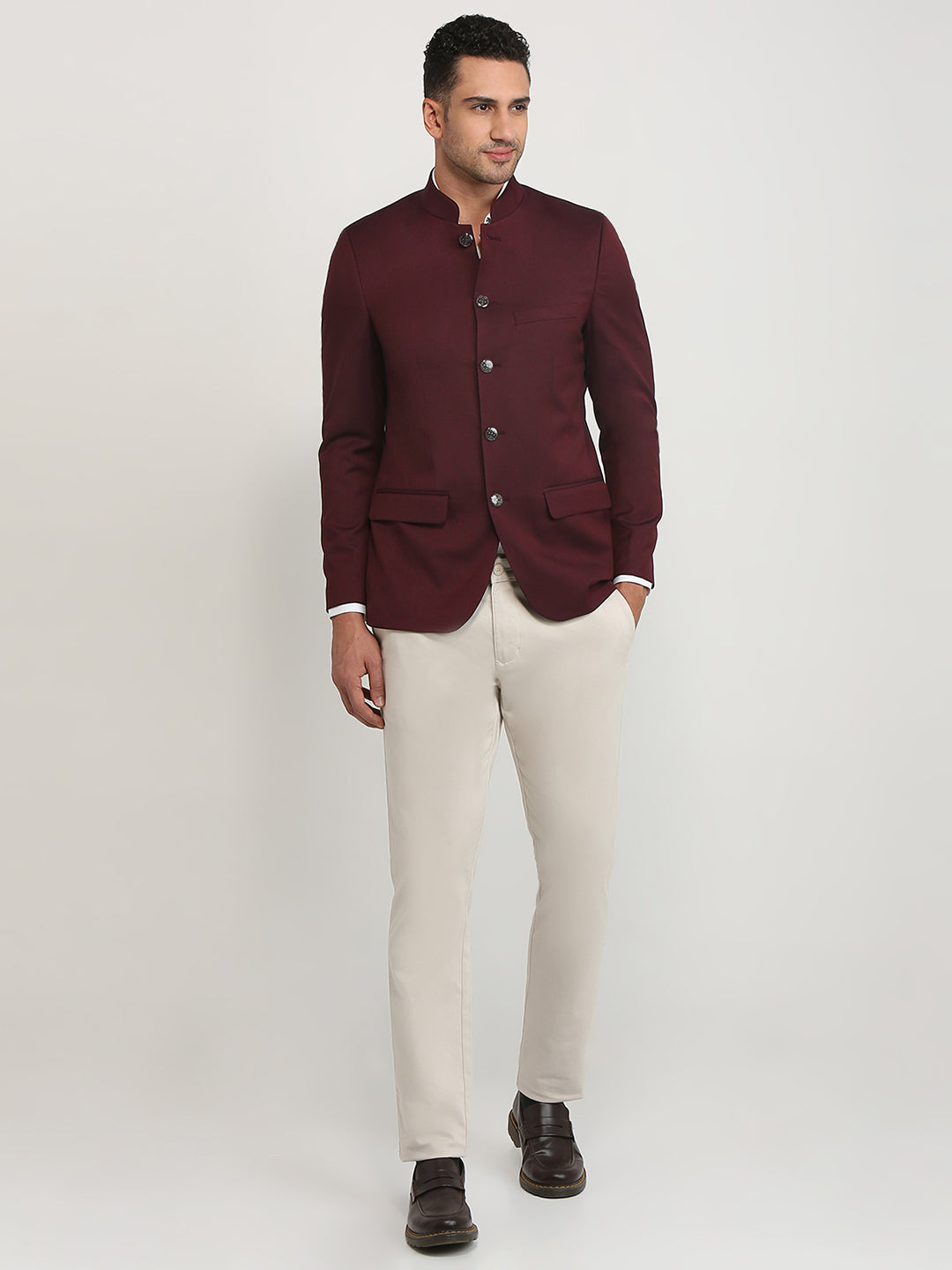 Raymond Men Maroon Regular Fit Solid Blazer