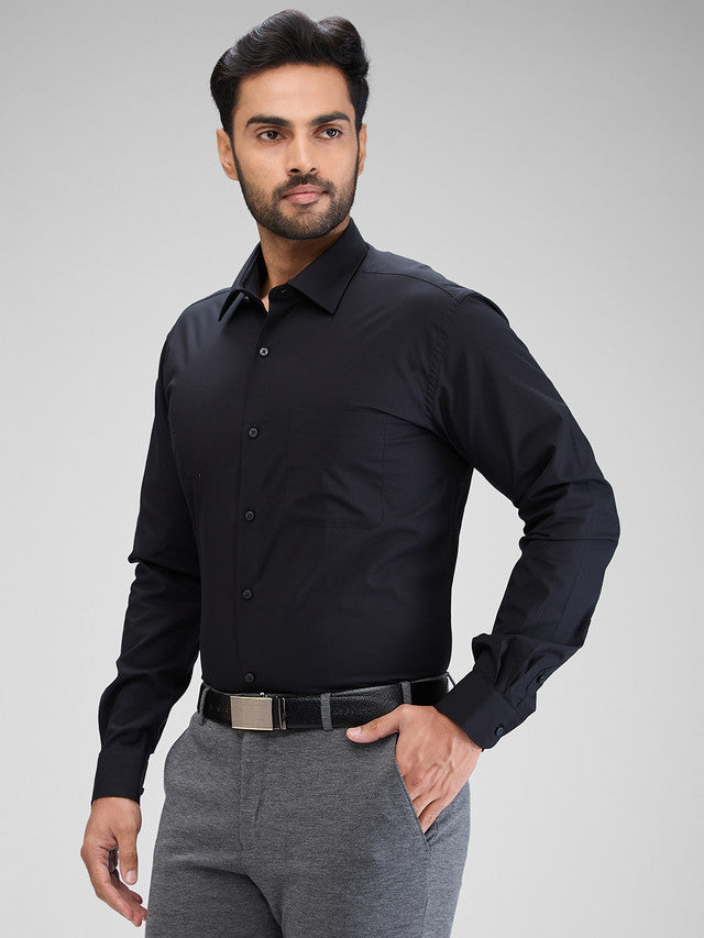 Raymond Black Solid Contemporary Fit Cotton Formal Shirt – MyRaymond