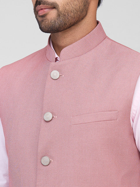 Raymond Men Red Structure Contemporary Fit Polyester Blend Waistcoat