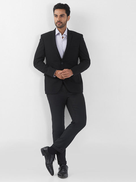 Raymond Men Black Solid Slim Fit Polyester Blend Blazer