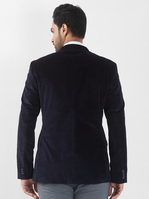 Raymond Men Blue Corduroy Slim Fit Cotton Blend Blazer