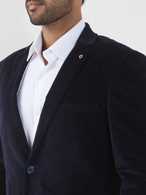 Raymond Men Blue Corduroy Slim Fit Cotton Blend Blazer