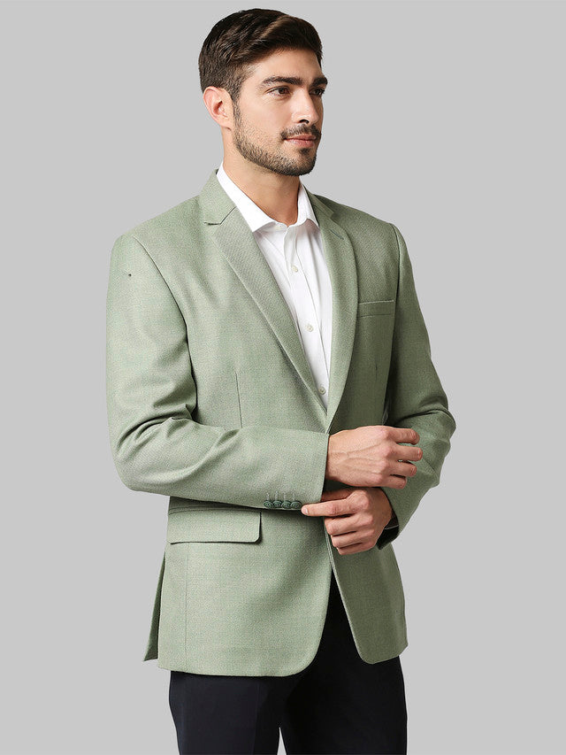 Raymond Green Solid Contemporary Fit Polyester Blend Blazer MyRaymond