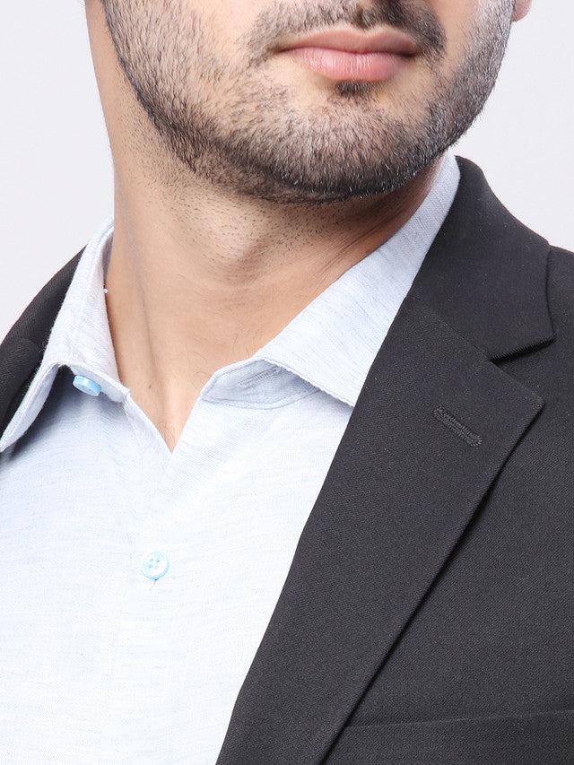 Raymond Men Black Solid Contemporary Fit Full Sleeve Shawl Neck Jacket â MyRaymond