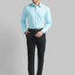 Raymond Men Blue Self Design Slim Fit Full Sleeve Semi Cut Away Collar Shirt