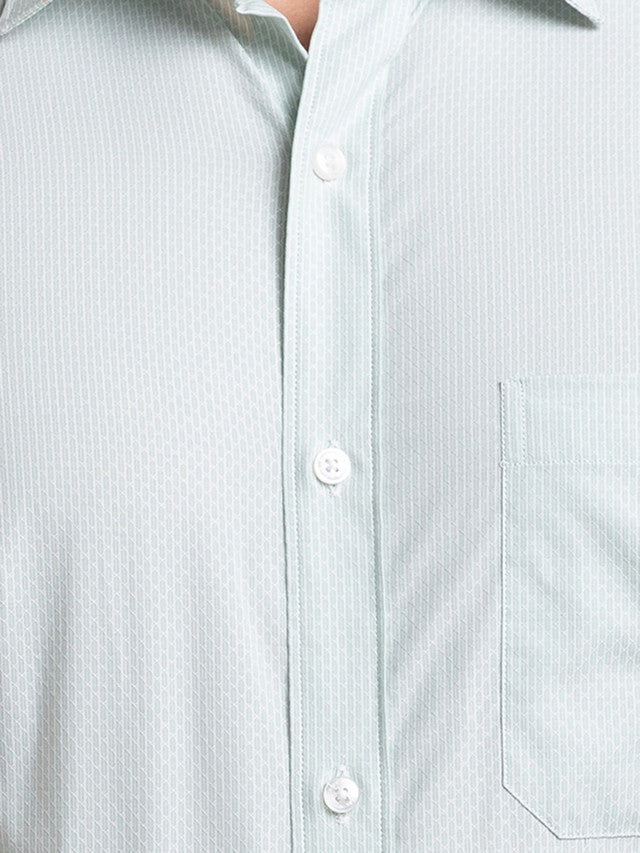 Raymond Green Stripe Contemporary Fit Cotton Formal Shirt