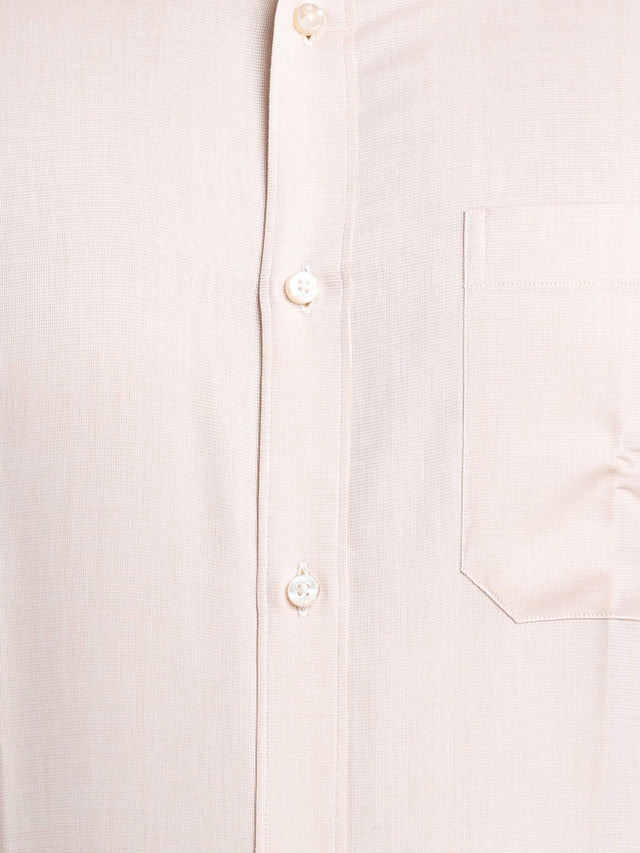 Raymond Beige Solid Contemporary Fit Cotton Formal Shirt