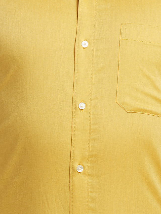 Raymond Yellow Solid Contemporary Fit Cotton Formal Shirt