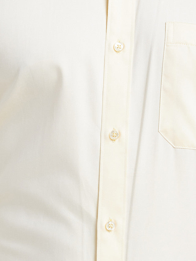 Raymond Yellow Solid Contemporary Fit Cotton Blend Formal Shirt