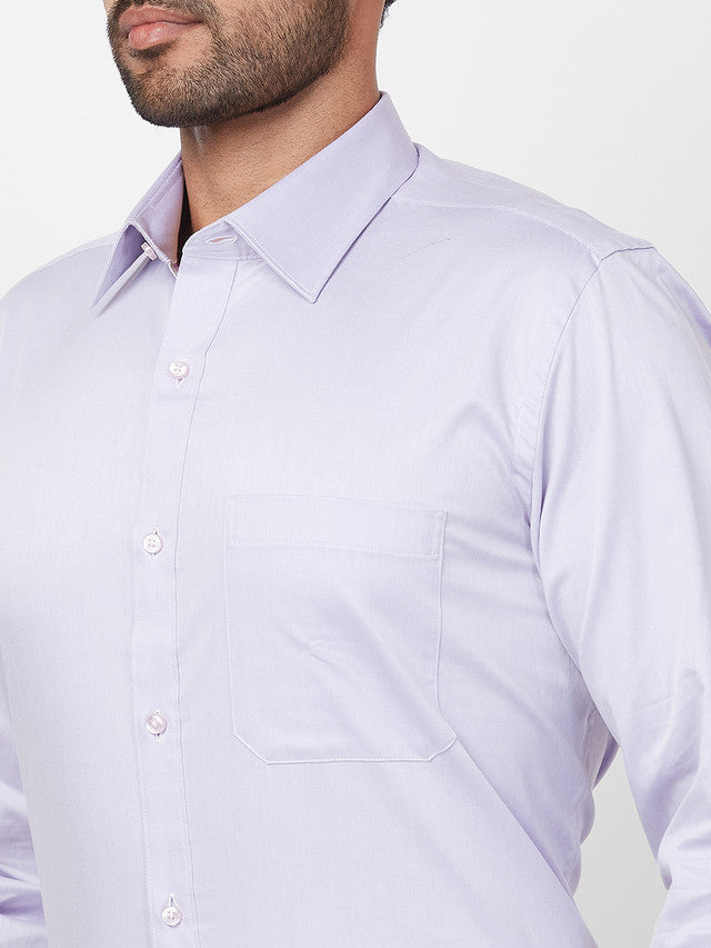 Raymond Purple Solid Contemporary Fit Cotton Formal Shirt