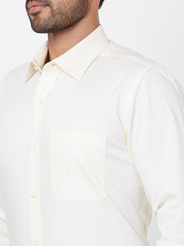 Raymond Yellow Structure Contemporary Fit Cotton Formal Shirt