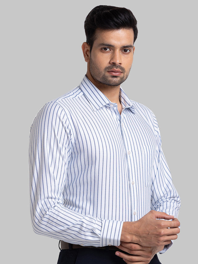 Raymond Blue Stripe Slim Fit Cotton Formal Shirt – MyRaymond