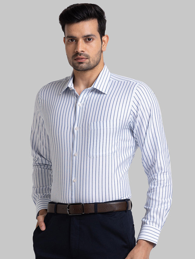 Raymond Blue Stripe Slim Fit Cotton Formal Shirt – MyRaymond