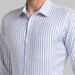 Raymond Men Blue Stripe Slim Fit Full Sleeve Semi Cut Away Collar Shirt