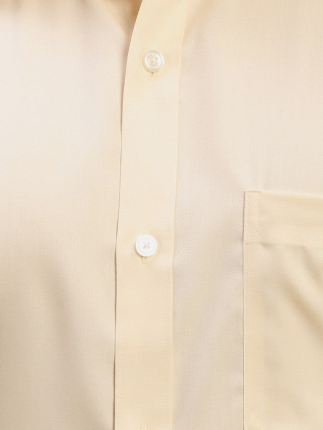 Raymond Yellow Solid Contemporary Fit Cotton Formal Shirt