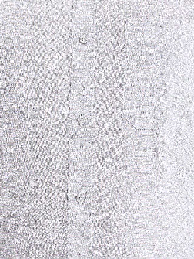 Raymond Grey Solid Contemporary Fit Linen Formal Shirt