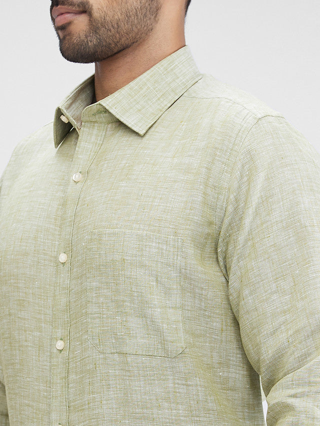 Raymond Green Solid Contemporary Fit Linen Formal Shirt