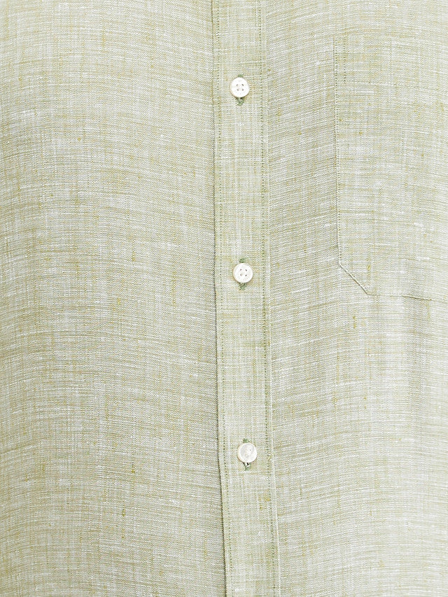 Raymond Green Solid Contemporary Fit Linen Formal Shirt