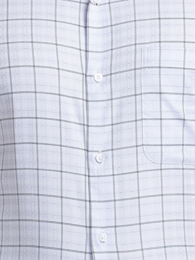 Raymond Grey Checks Contemporary Fit Cotton Formal Shirt