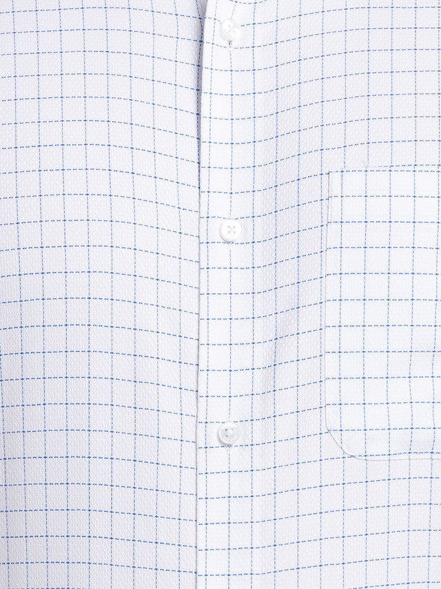 Raymond Blue Checks Contemporary Fit Cotton Formal Shirt