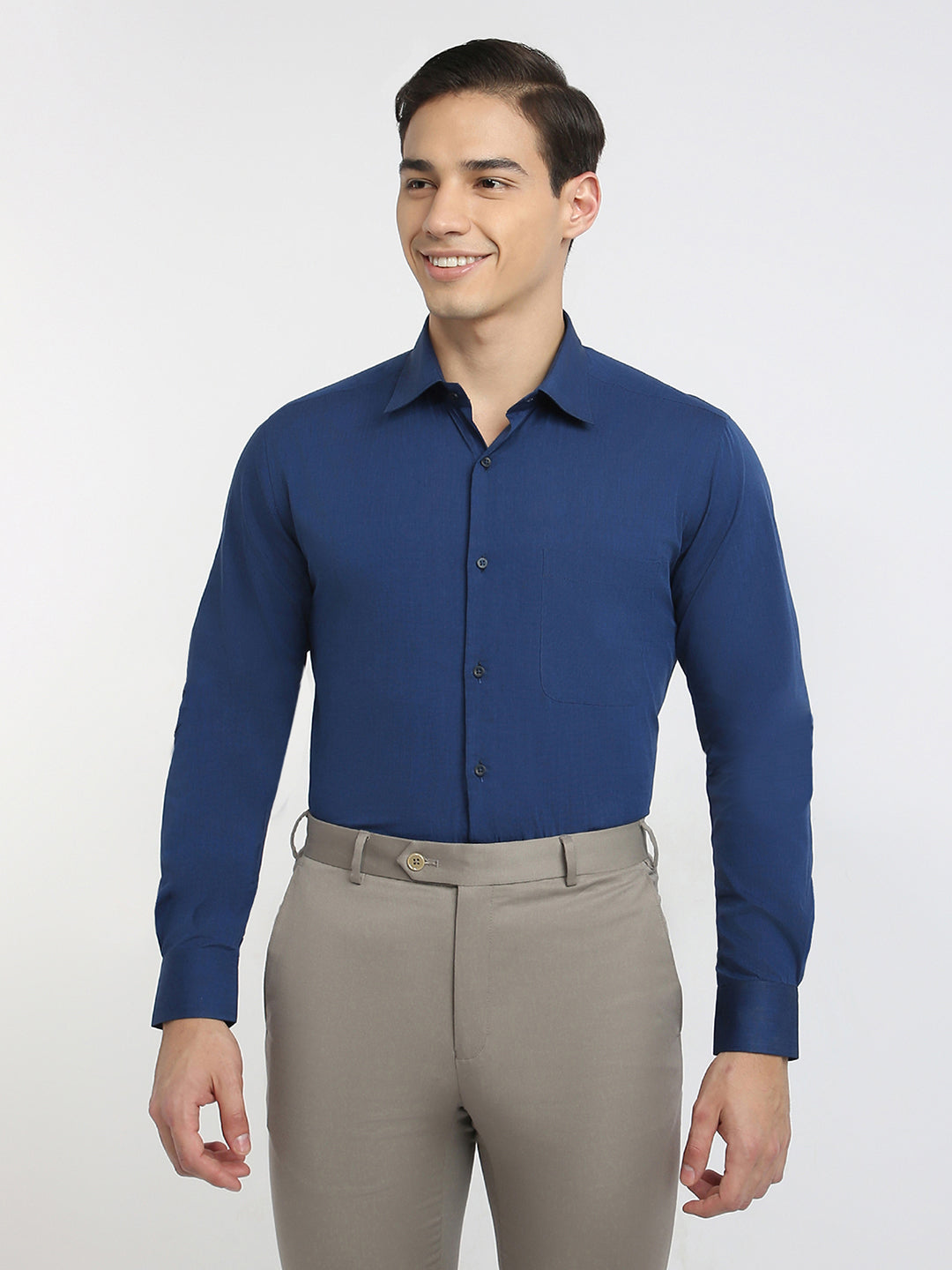 Raymond Men Blue Contemporary Fit Fil-A-Fil Formal Shirt – MyRaymond