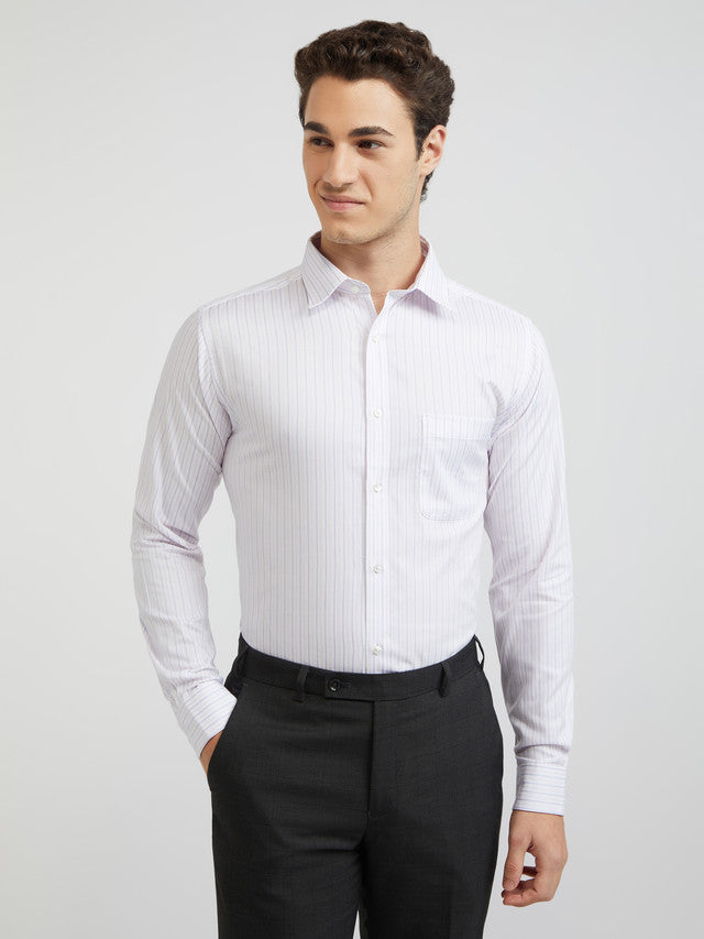 Raymond Men Black Stripe Slim Fit Cotton Shirts