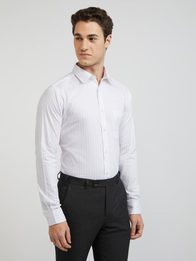 Raymond Men Black Stripe Slim Fit Cotton Shirts