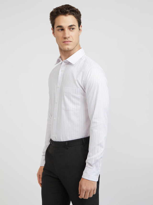 Raymond Men Black Stripe Slim Fit Cotton Shirts