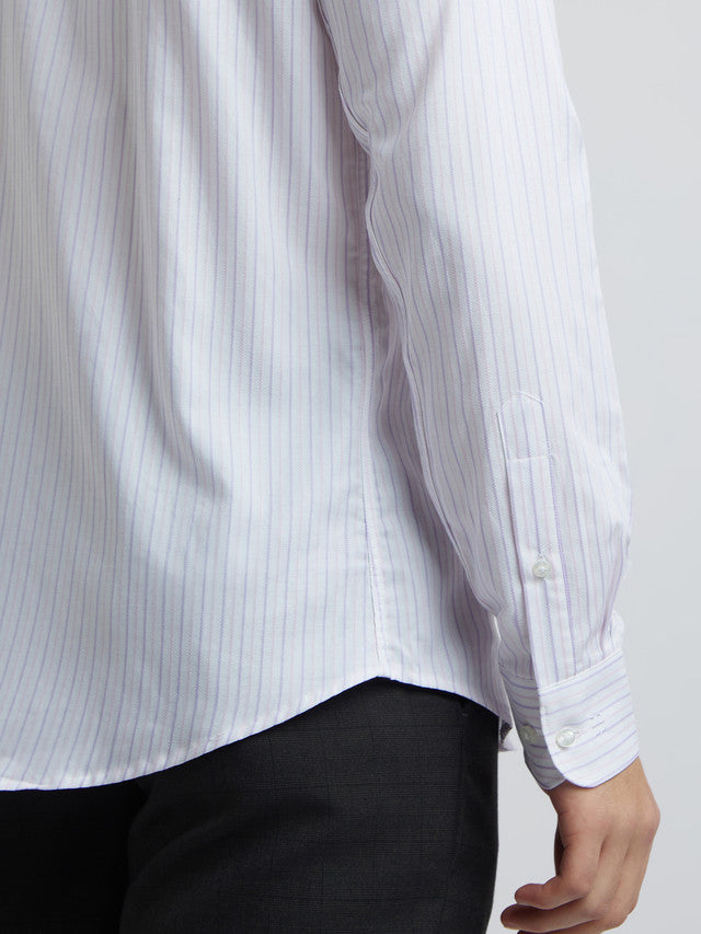 Raymond Men Black Stripe Slim Fit Cotton Shirts