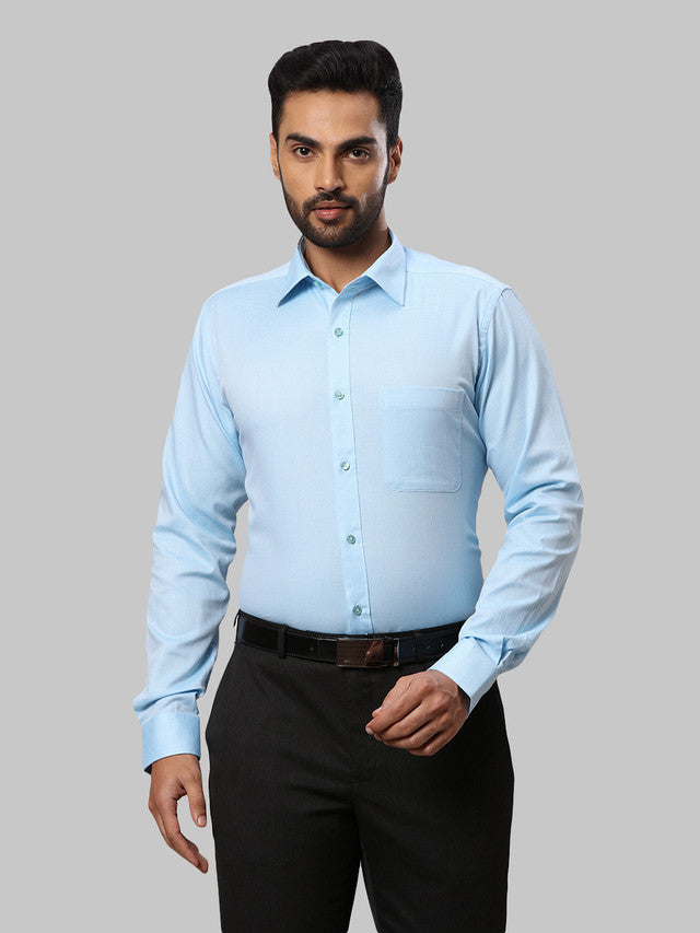 Raymond Blue Structure Slim Fit Full Sleeve Cotton Shirt – MyRaymond