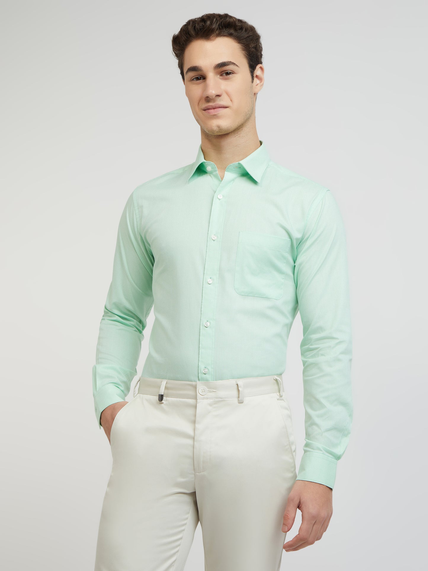 Raymond Green Checks Slim Fit Full Sleeve Cotton Shirt