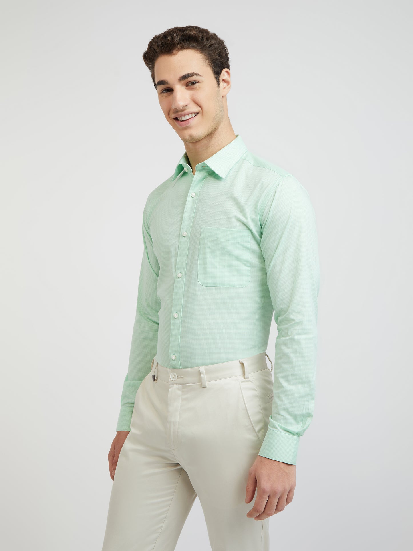 Raymond Green Checks Slim Fit Full Sleeve Cotton Shirt