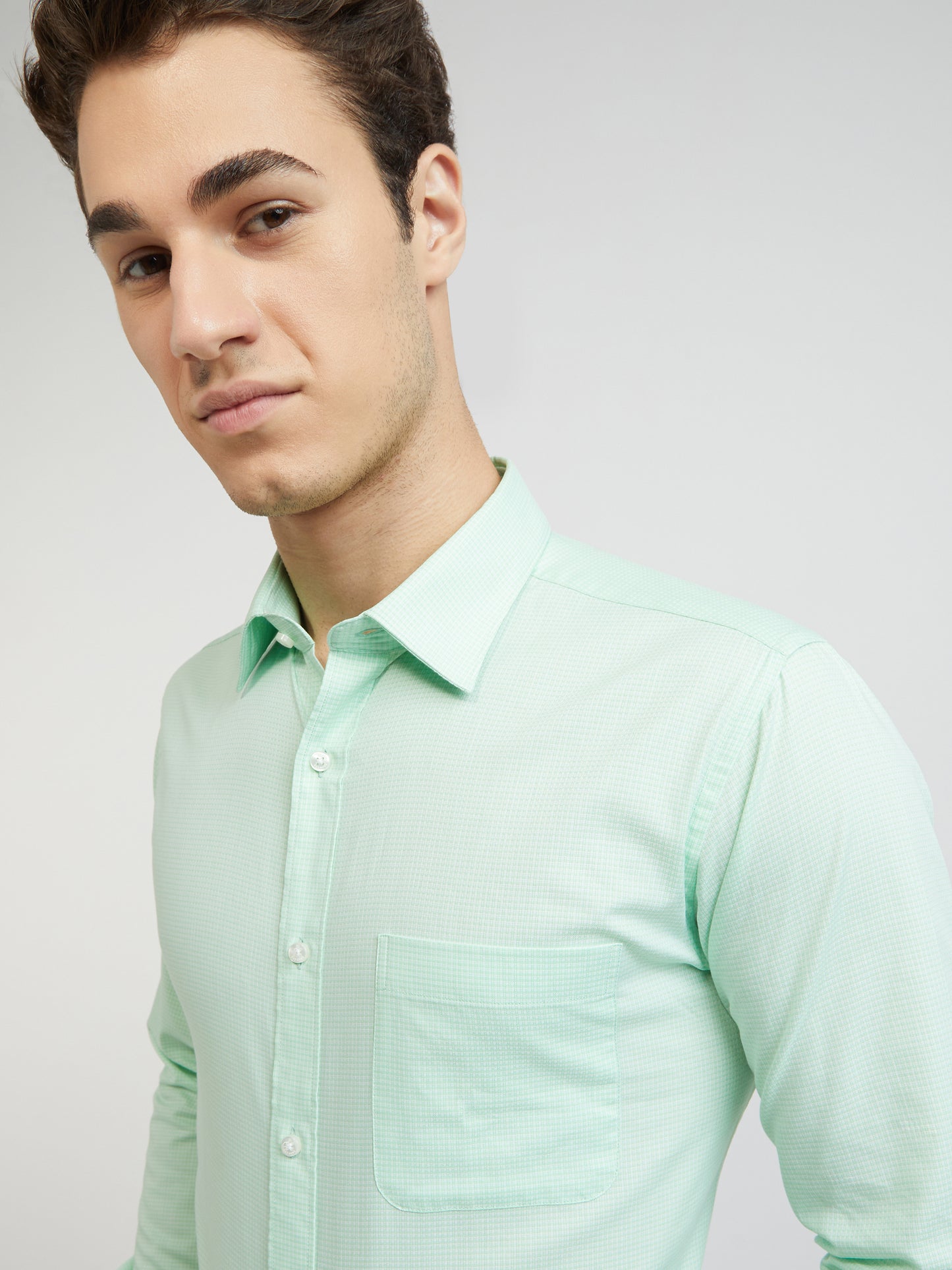 Raymond Green Checks Slim Fit Full Sleeve Cotton Shirt