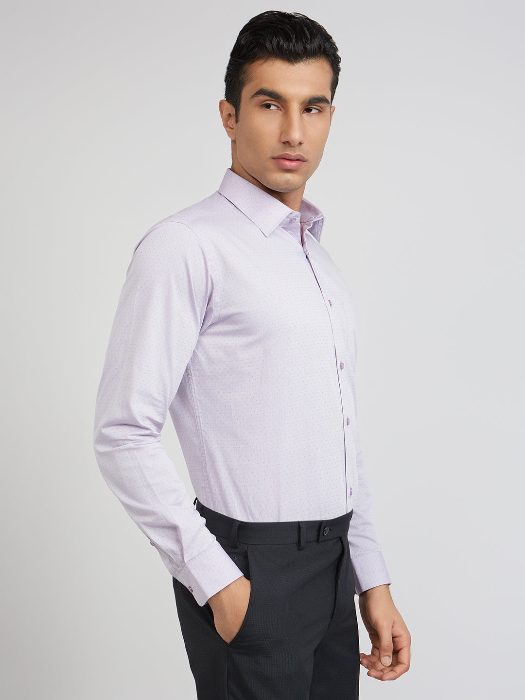 Raymond Purple Structure Slim Fit Cotton Formal Shirt