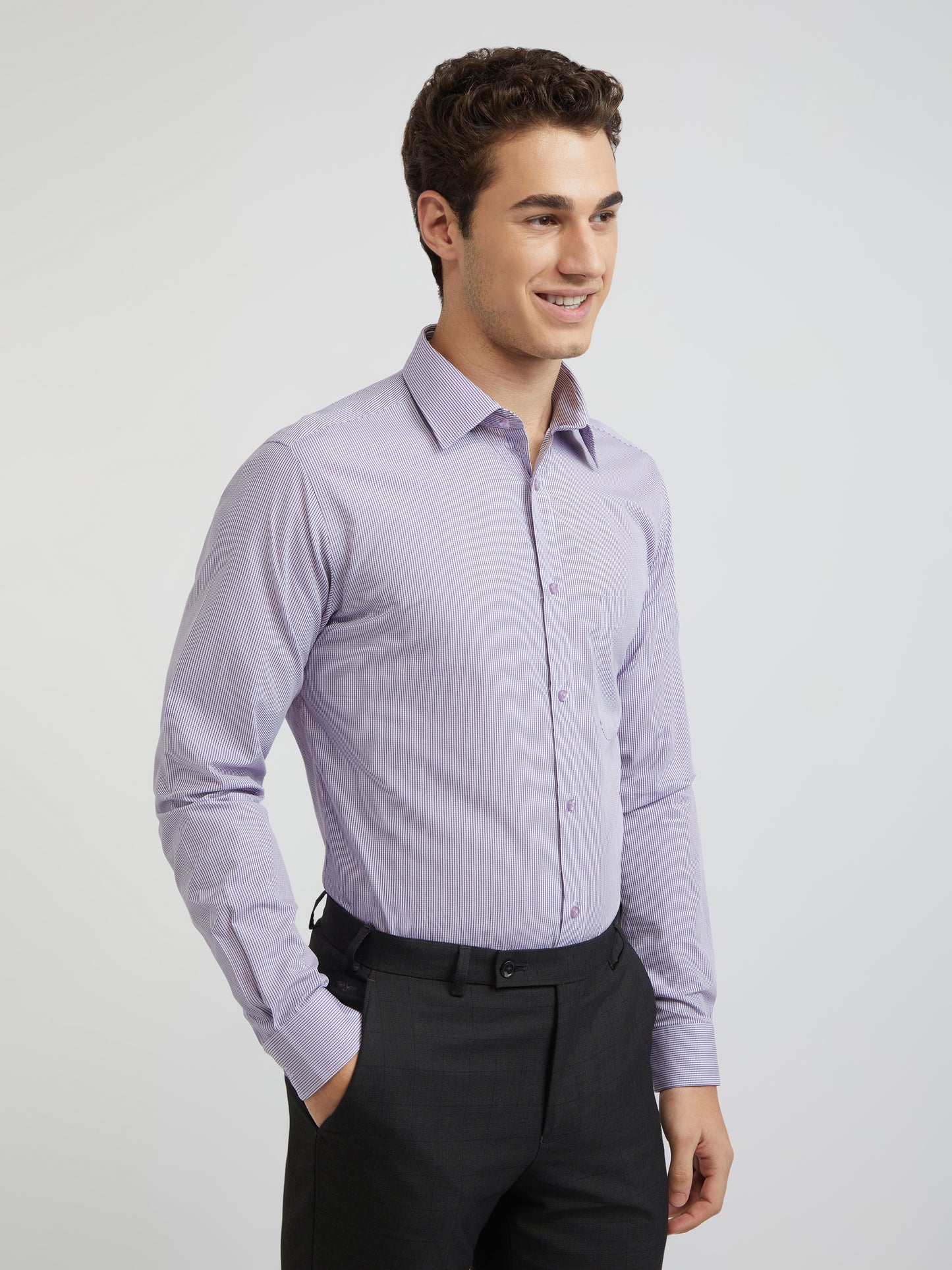 Raymond Purple Checks Slim Fit Cotton Formal Shirt