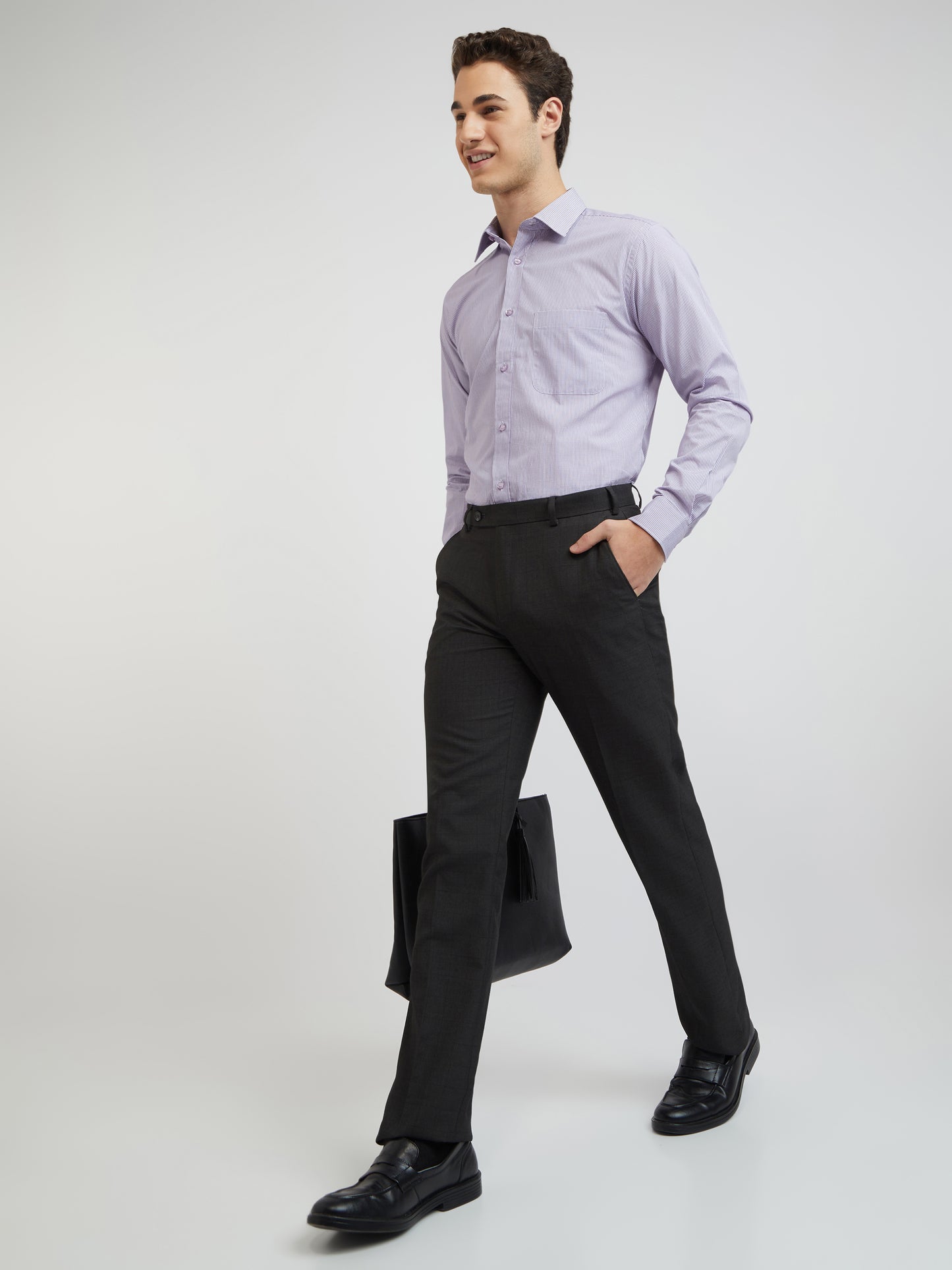 Raymond Purple Checks Slim Fit Cotton Formal Shirt