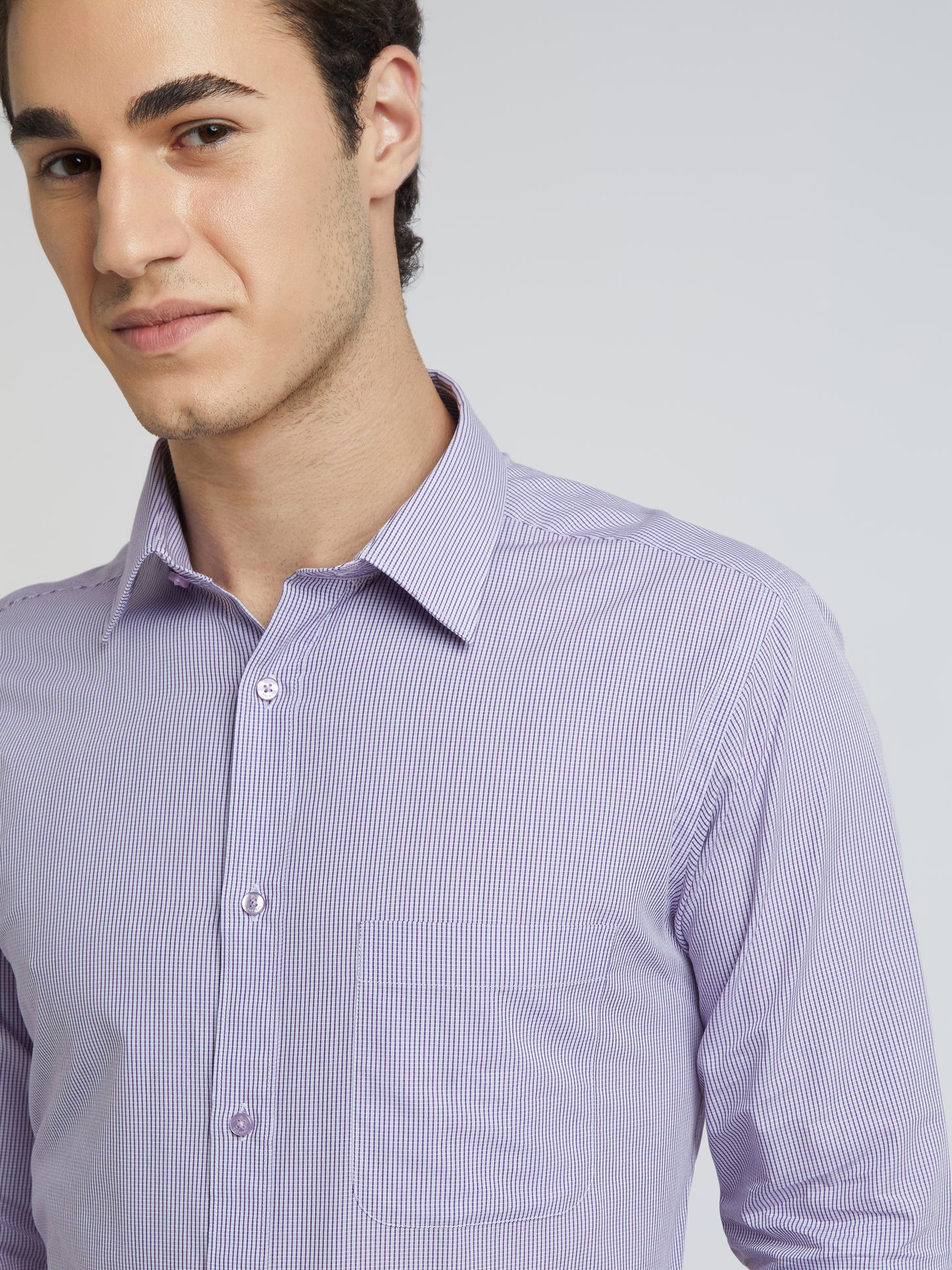 Raymond Purple Checks Slim Fit Cotton Formal Shirt