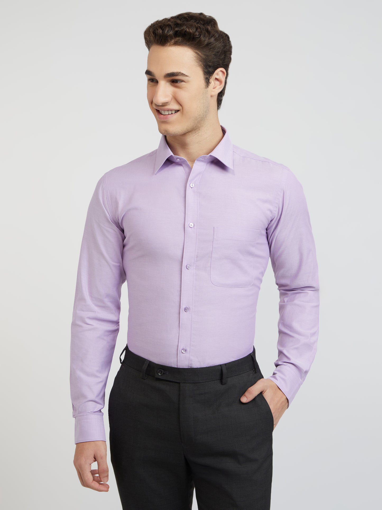 Raymond Purple Structure Slim Fit Cotton Formal Shirt