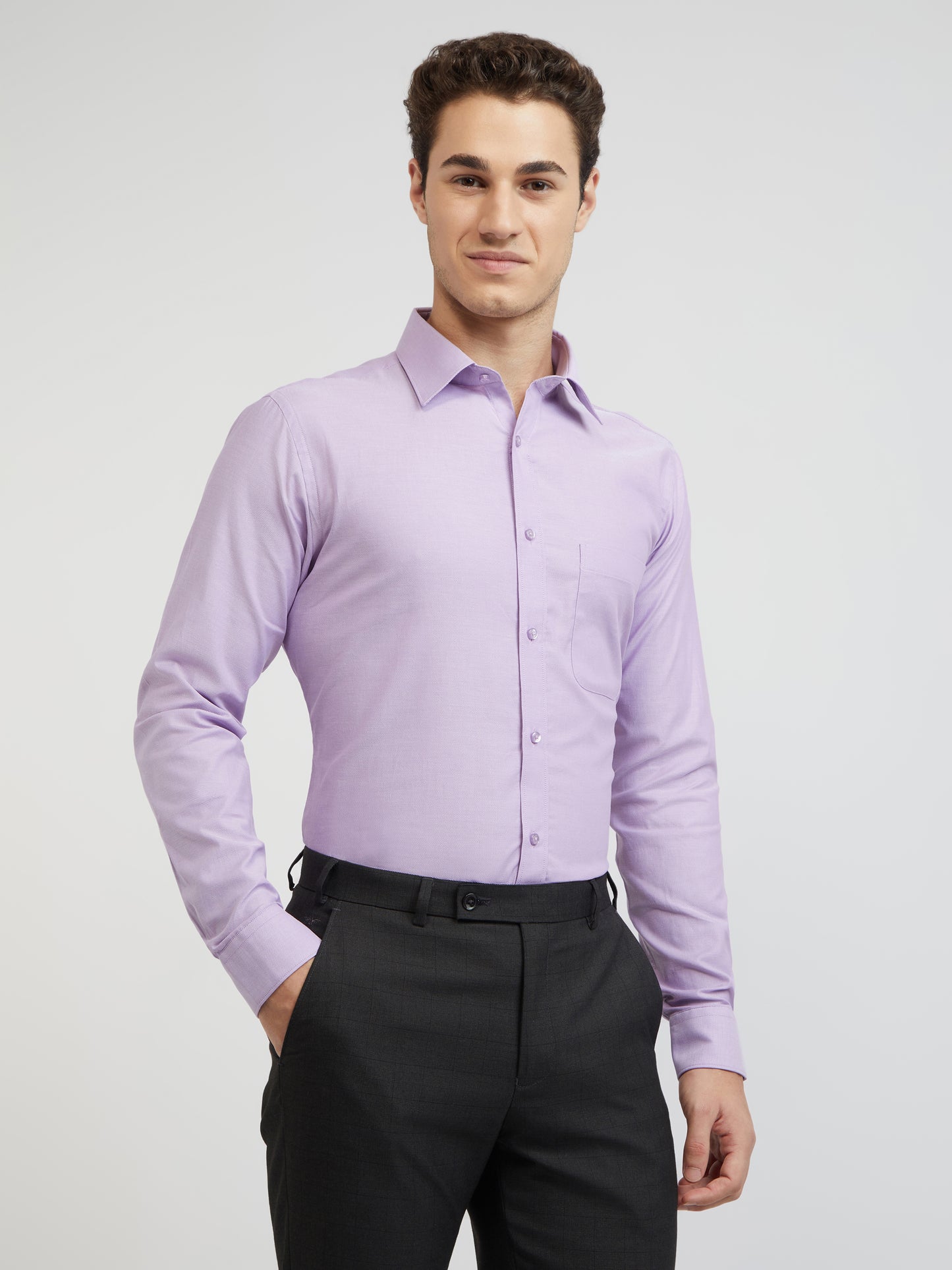 Raymond Purple Structure Slim Fit Cotton Formal Shirt