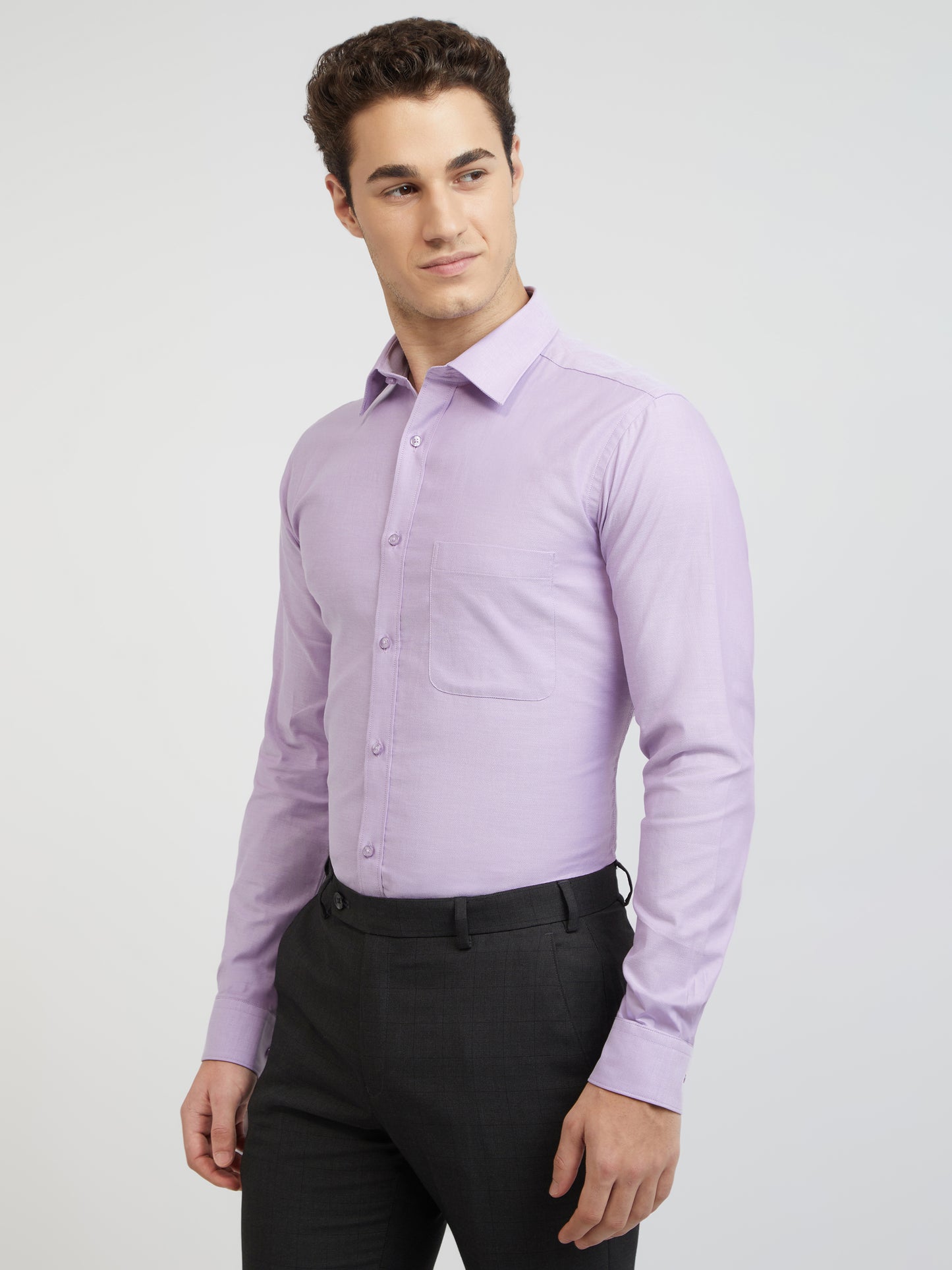 Raymond Purple Structure Slim Fit Cotton Formal Shirt