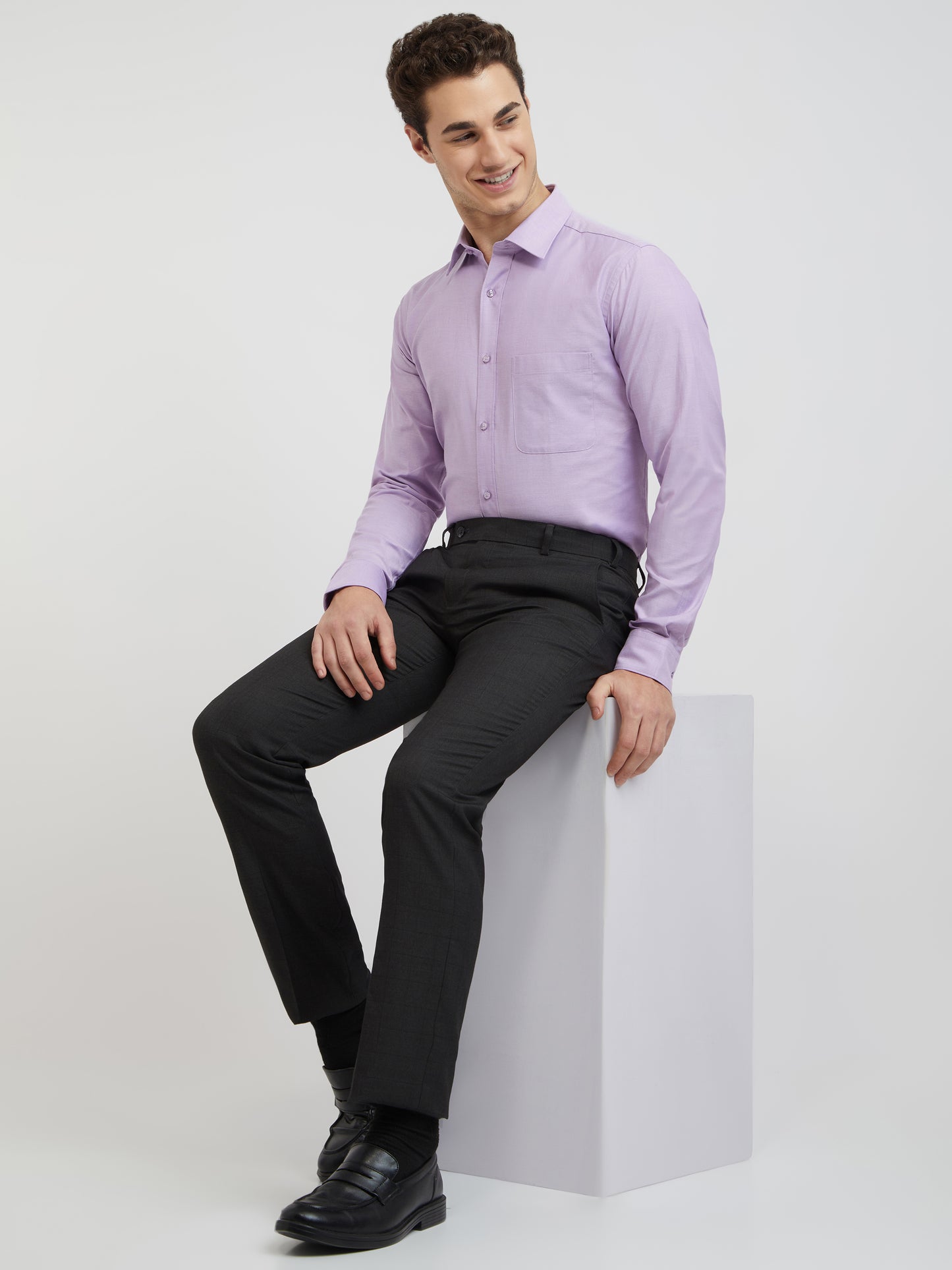 Raymond Purple Structure Slim Fit Cotton Formal Shirt